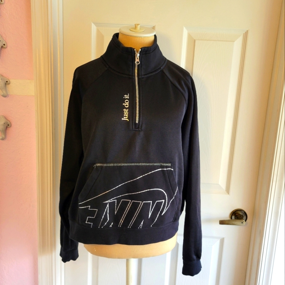 Nike Sportswear Women's Black 1/4 Zip Fleece Pullover Size S Athleisure Gym